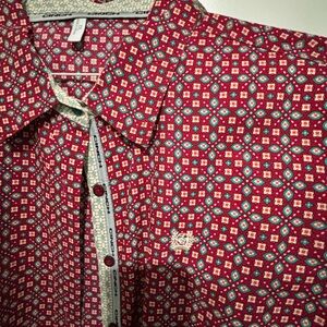 Cinch XXL Red Geometric Print Button-Up western rodeo Cowgirl Shirt
